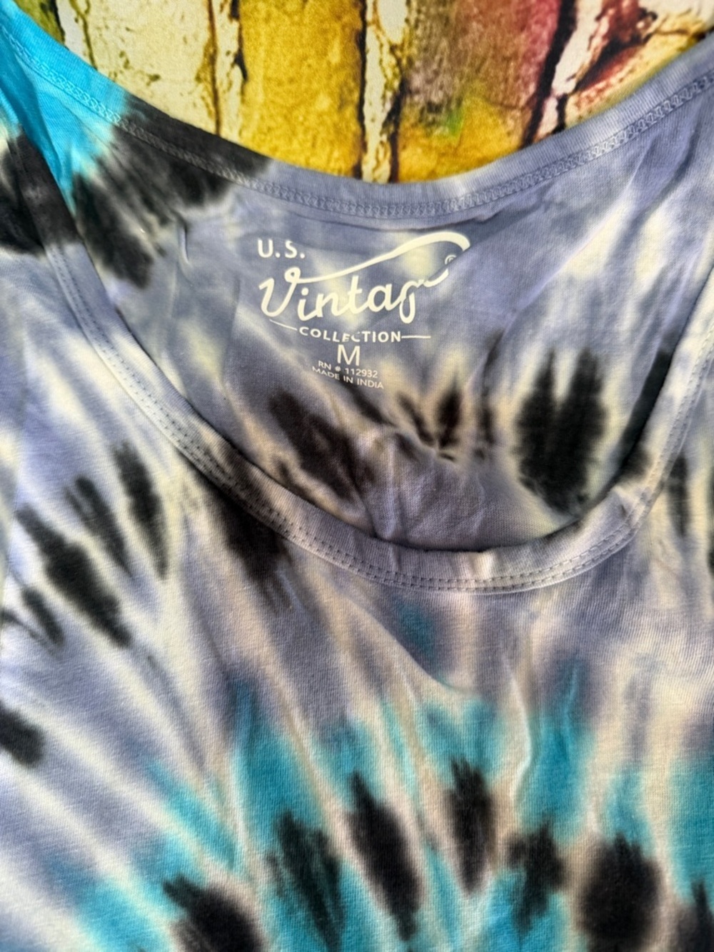 U.S. Vintage Collection Tie-Dye Tank Top - Blue, Black, White& purple medium